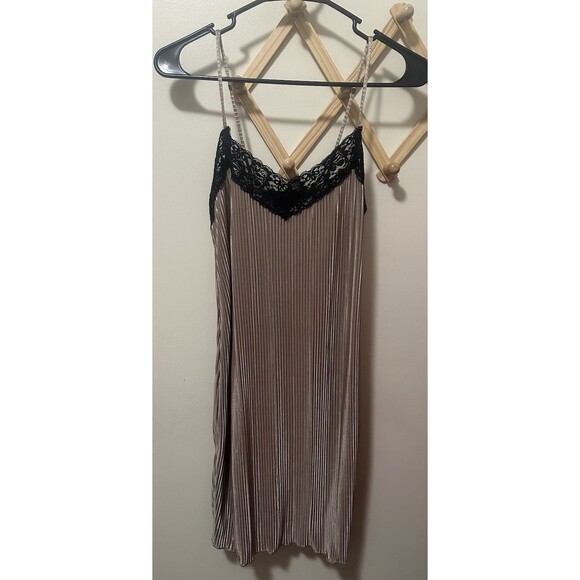 Y2K Homecoming Poof Mini Slip Dress Gold And Black Lace Size Medium - Picture 1 of 4